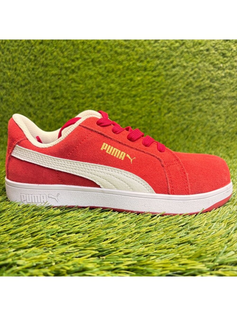 Puma Iconic Suede Low Womens Size 6 Red White Composite Toe Safety Work Shoes